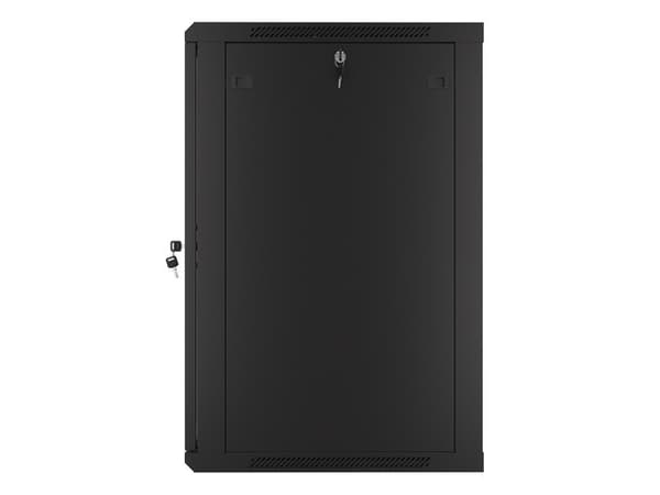 Lanberg wall-mounted installation rack cabinet 19'' 18U 600x600mm black (glass door)