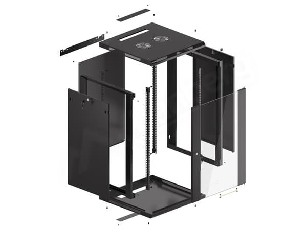 Lanberg wall-mounted installation rack cabinet 19'' 18U 600x600mm black (glass door)