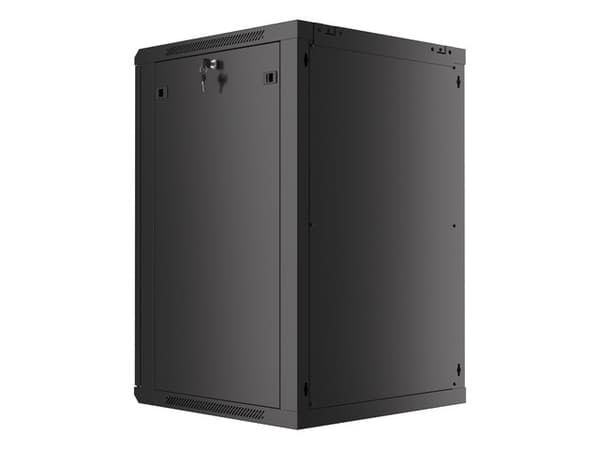Lanberg wall-mounted installation rack cabinet 19'' 18U 600x600mm black (glass door)