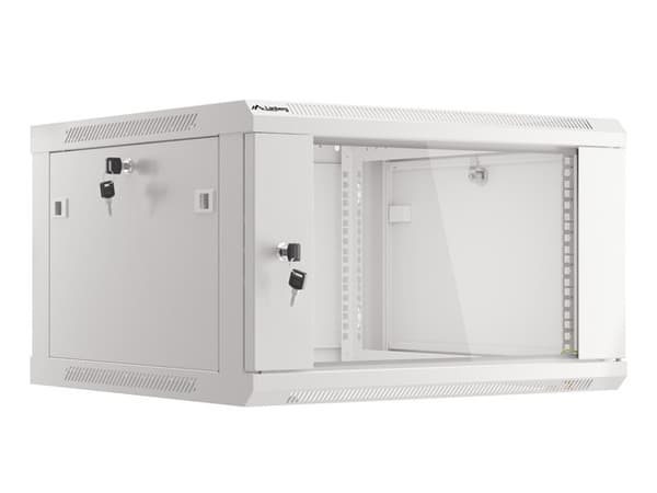 Lanberg wall-mounted installation rack cabinet 19'' 6U 600x600mm gray (glass door)
