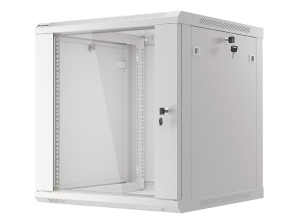 Lanberg wall-mounted installation rack cabinet 19'' 12U 600x600mm gray (glass door)