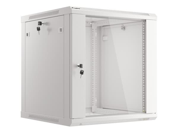Lanberg wall-mounted installation rack cabinet 19'' 12U 600x600mm gray (glass door)