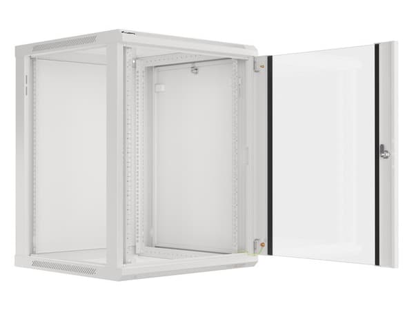 Lanberg Rack cabinet 19" wall-mount 15U/600x600 (flat pack) with glass door V2, grey | Lanberg
