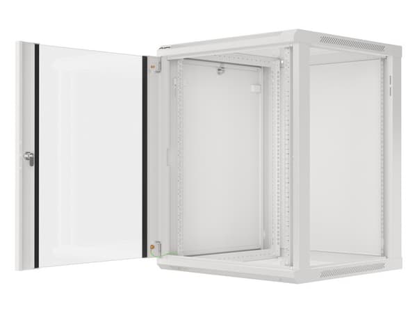 Lanberg Rack cabinet 19" wall-mount 15U/600x600 (flat pack) with glass door V2, grey | Lanberg