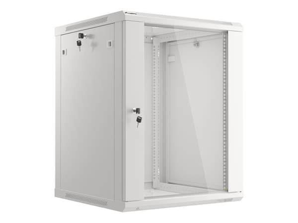 Lanberg wall-mounted installation rack cabinet 19'' 15U 600x600mm gray (glass door)