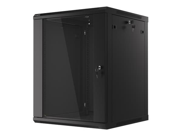 Lanberg wall-mounted installation rack cabinet 19'' 15U 600x600mm black (glass door)