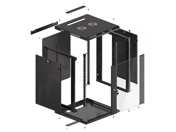 Lanberg wall-mounted installation rack cabinet 19'' 15U 600x600mm black (glass door)