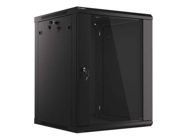Lanberg wall-mounted installation rack cabinet 19'' 15U 600x600mm black (glass door)
