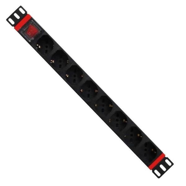 Wp Outlets Rack Power Strip Iec320 C14 8 Flerfarvet Sort, Rød