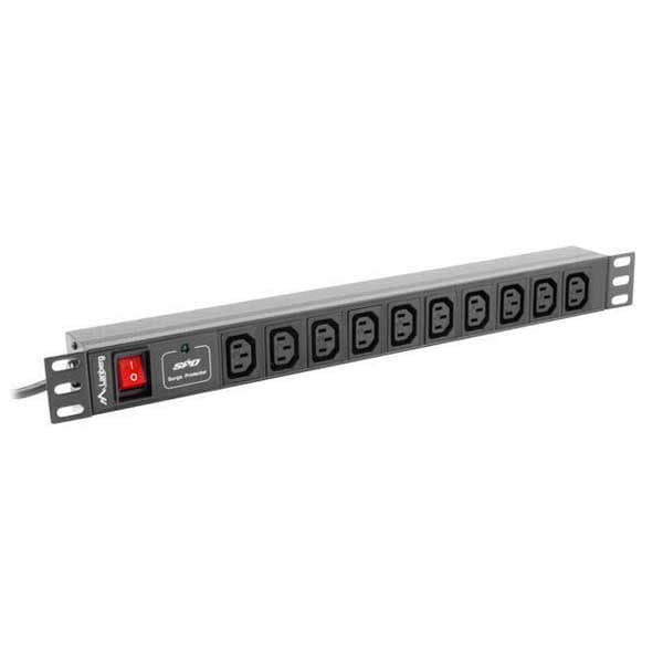 Lanberg Rack Power Strip Pdu-10i-0200-iec-bk 10 Outlets 19´´ Søvfarvet Sort