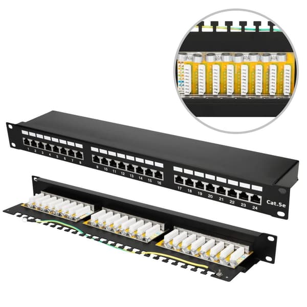 Extralink CAT5E STP V2 | Patchpanel | 24 porte Sort
