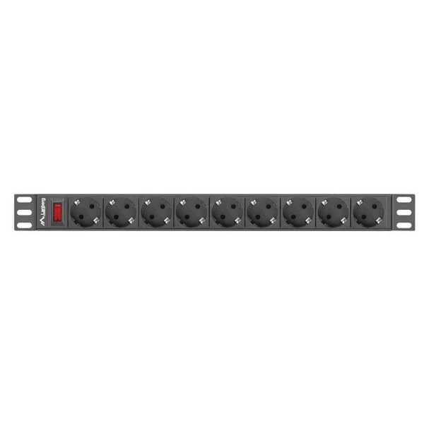 Lanberg Rack Power Strip Pdu-09f-0300-bk 1u 9 Outlets Søvfarvet
