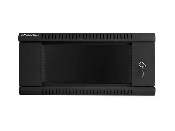 Lanberg 19'' vægmonteret installationsskab 4U 600x450mm sort (glasdør)