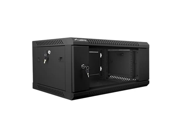Lanberg 19'' vægmonteret installationsskab 4U 600x450mm sort (glasdør)