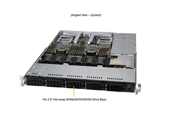 SUPERMICRO X12 CloudDC 1U 10X 2.5" Hybrid X12DDW-A6 incl x PSU SYS-120C-TN10R