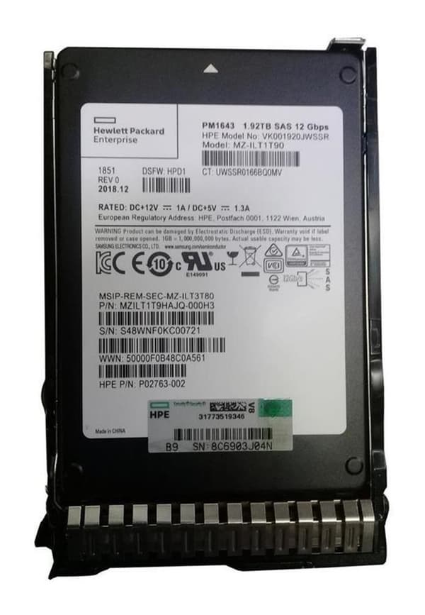 HPE 1.92TB SSD SAS 2.5 SFF SS20K P08725-001