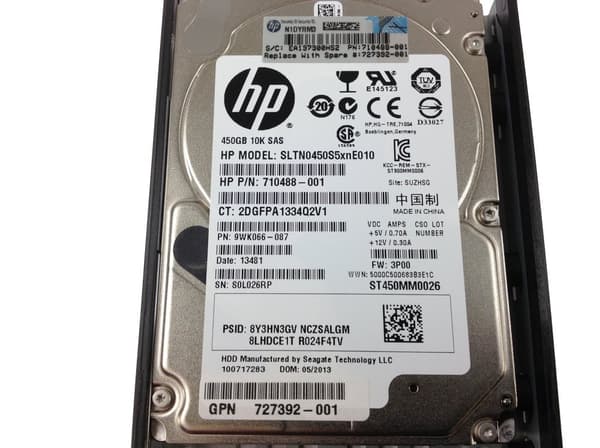 HP Hard drive SS7000 450GB 10K SFF encr sas-s 727392-001