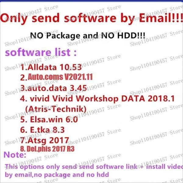 Auto Reparationsprogramsvit, Alldata 10.53, Autocoms V2021.11,8 programvarulänk endast