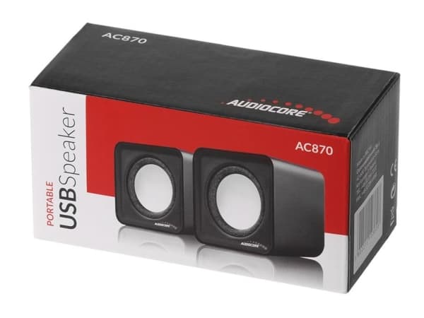 Audiocore AC870 R, 2-vägs, 2.0 kanaler, Kabel, 3 W, 200 - 20000 hz, Grå, Röd