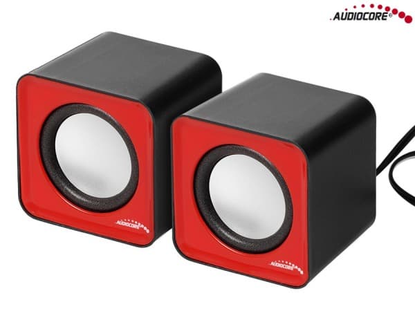 Audiocore AC870 R, 2-vägs, 2.0 kanaler, Kabel, 3 W, 200 - 20000 hz, Grå, Röd