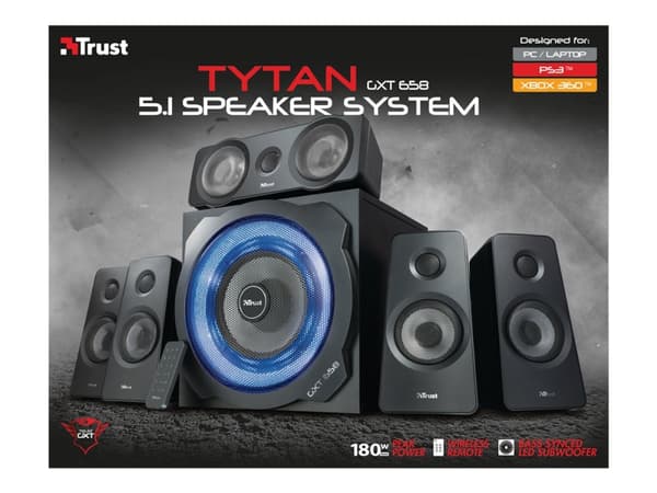 Trust GXT 658 TYTAN - Høyttalersystem - 5,1 kanaler - 90 watt (Total) - svart