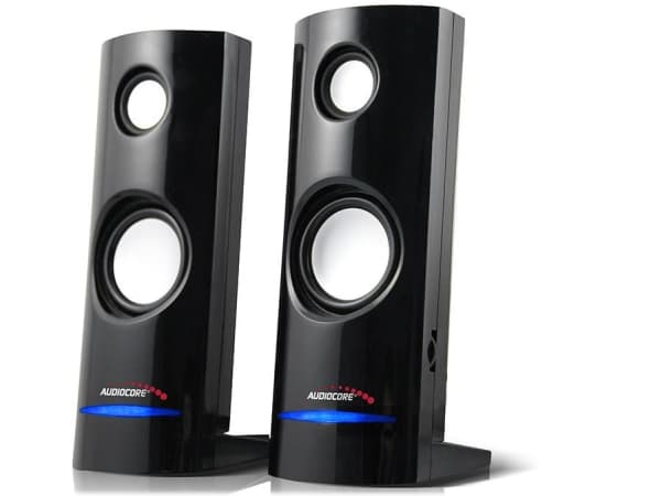 Audiocore AC860, 2-veis, 2.0 kanaler, Koblet med ledninger (ikke trådløs), 4 W, Svart
