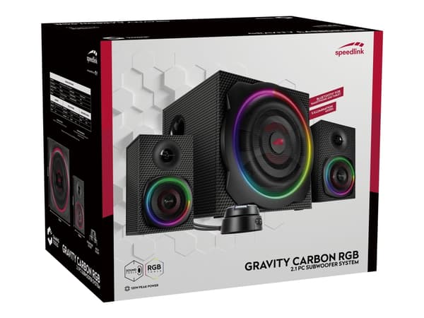 SPEEDLINK GRAVITY CARBON RGB - Høyttalersystem - for PC - 2,1 kanaler - trådløs - Bluetooth - 60 watt (Total)