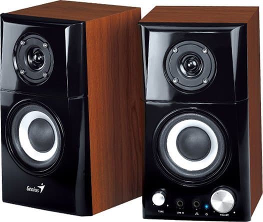 Genius 31730032400, 2-veis, 2.0 kanaler, Koblet med ledninger (ikke trådløs), 14 W, 100 - 20000 Hz, Svart, Tre