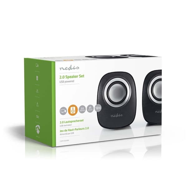 Nedis PC Kaiutin | 2.0 | 12 W | 3.5 mm uros | USB Virta | Äänenvoimakkuuden Säätö