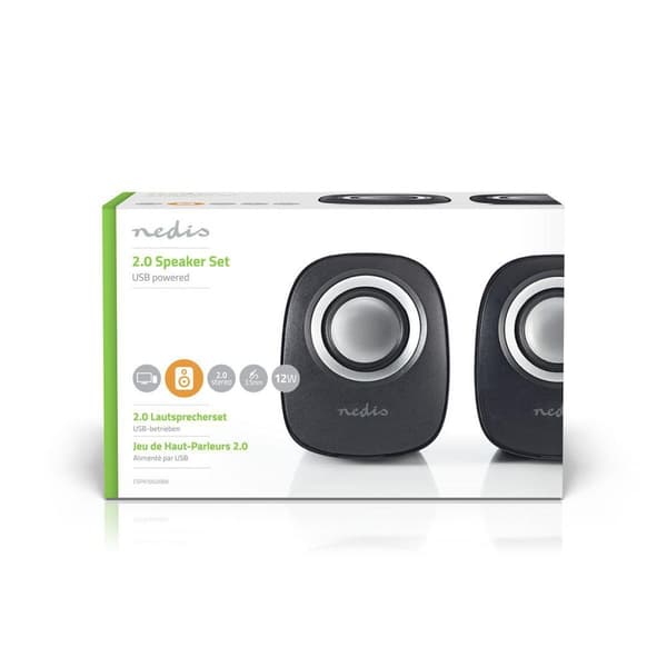 Nedis PC Kaiutin | 2.0 | 12 W | 3.5 mm uros | USB Virta | Äänenvoimakkuuden Säätö