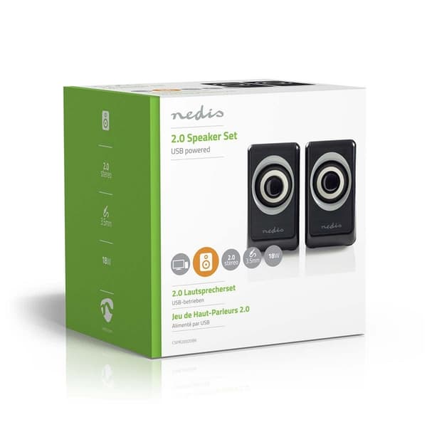 Nedis PC Kaiutin | 2.0 | 18 W | 3.5 mm uros | USB Virta | Äänenvoimakkuuden Säätö | Lähtöliitäntä