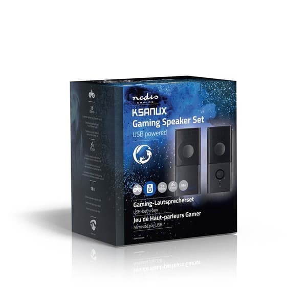 Nedis Gaming högtalare | Högtalarkanaler: 2.0 | USB ström | 3.5 mm Hane | 18 W | Utan Belysning | Volymkontroll | Anslutningsutgång: 1x 3,5 mm ljudutg