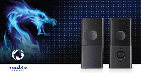 Nedis Gaming högtalare | Högtalarkanaler: 2.0 | USB ström | 3.5 mm Hane | 18 W | Utan Belysning | Volymkontroll | Anslutningsutgång: 1x 3,5 mm ljudutg