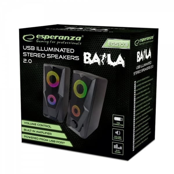 PC-kaiuttimet Esperanza BAILA Musta Monivärinen