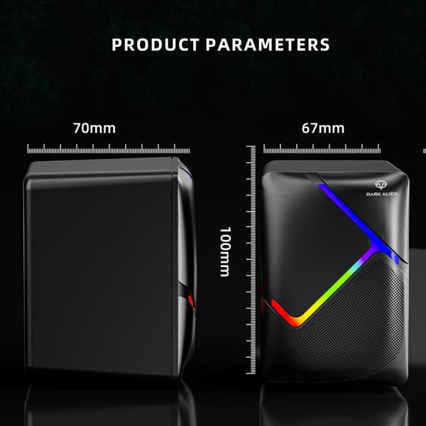 DARK ALIEN USB Stationära Högtalare Dator Laptop Subwoofer RGB