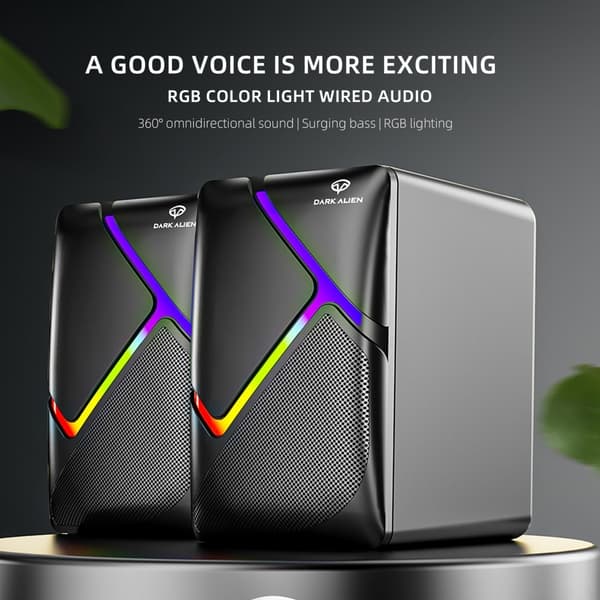 DARK ALIEN USB Stationära Högtalare Dator Laptop Subwoofer RGB