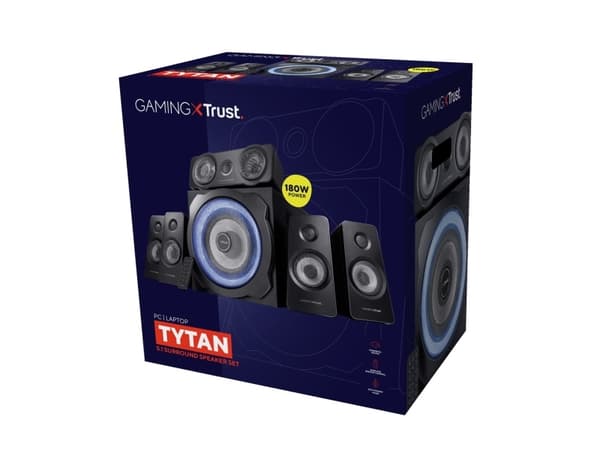 Trust GXT 658 Tytan 5.1, 5.1 kanaler, 90 W, Universell, Sort, Trådløs, 8 m