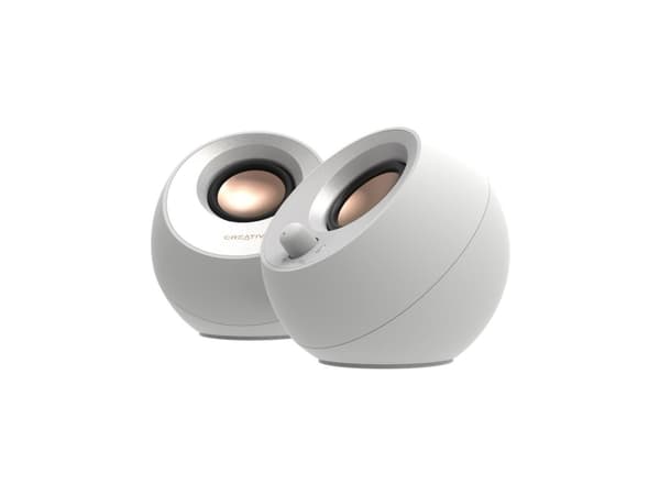 Creative Pebble V3 - Høyttalere - for PC - 2.0-kanal - trådløs - Bluetooth - USB - 8 watt (Total) - pristine white
