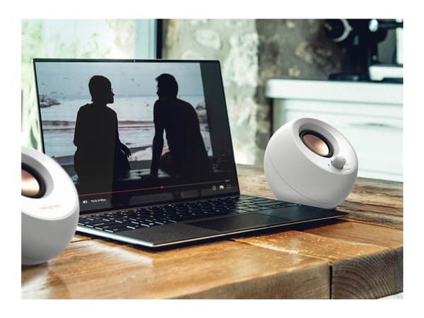 Creative Pebble V3 - Kaiuttimet - PC:lle - 2.0-kanavainen - langaton - Bluetooth - USB - 8 Watt (Yhteensä) - koskematon valkoinen