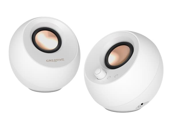 Creative Pebble Pro - Högtalare - för persondator - 2.0-kanals - trådlös - Bluetooth - USB - 30 Watt (Total) - vit