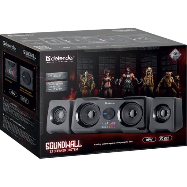 PC-højttalere Defender SOUNDWALL 2.1 65214 Sort