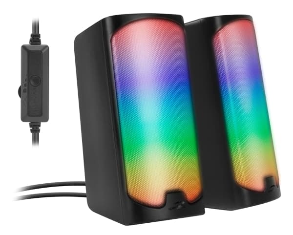 SPEEDLINK TONOS RGB, 2.0 kanaler, Ledning & Trådløs, 6 W, 100 - 20000 Hz, 4 O, Sort