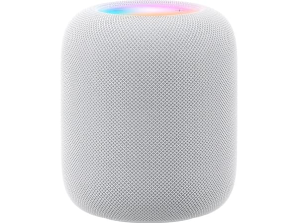 Apple HomePod, Apple Siri, Cylinder, Vit, Tyg, Home app and HomeKit, Siri, VoiceOver, Intercom transcriptions, Touch Accommodations, Multi