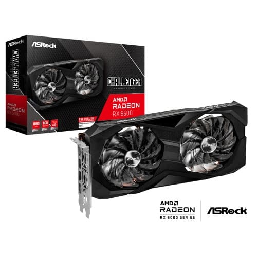 ASRock Radeon RX 6600 Challenger D 8GB - grafikkort - Radeon RX 6600 - 8 GB Svart