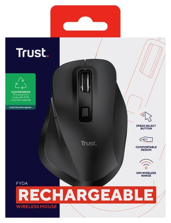 TRUST FYDA WIRELESS MOUSE ECO Svart