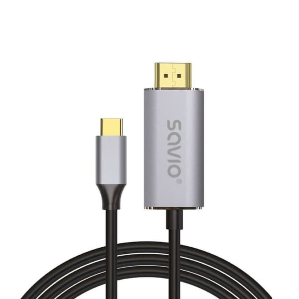 SAVIO USB-C TIL HDMI 2.0B KABEL, 2M, SØLV-SORT