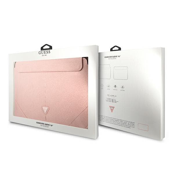 Guess Saffiano Triangle Logo Sleeve - 16" notebookfodral (rosa)