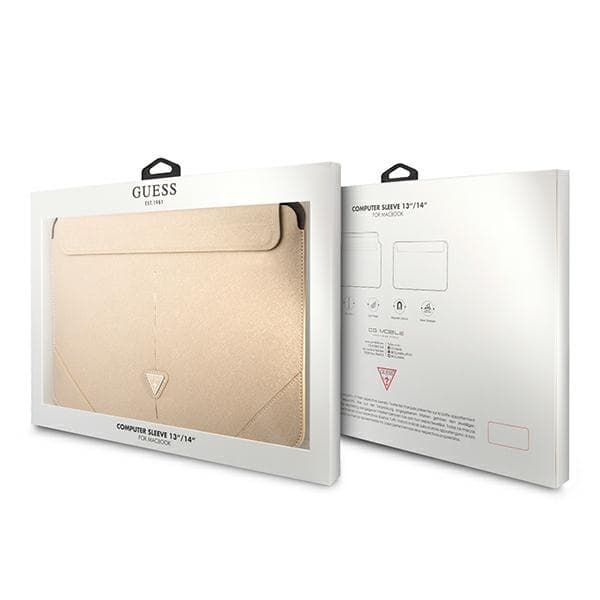 Guess Saffiano Triangle Logo Sleeve - Notebook taske 13" / 14" (beige)