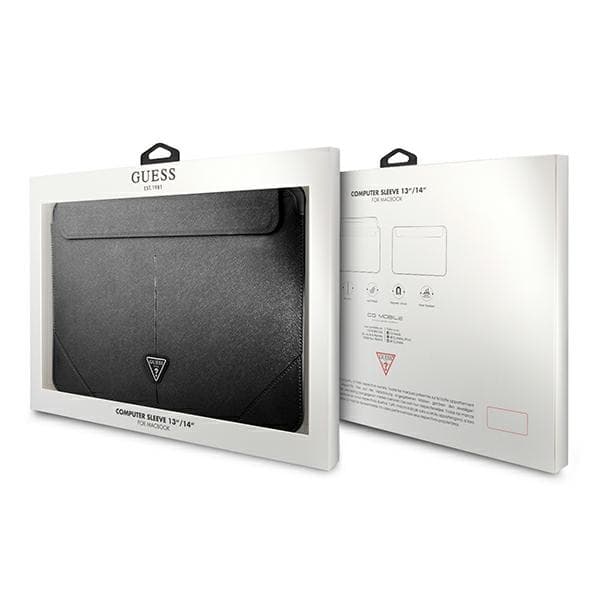 Guess Saffiano Triangle Logo Sleeve - Notebook taske 13" / 14" (sort)