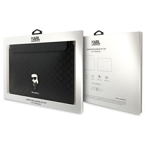 Karl Lagerfeld NFT Saffiano Monogram Ikonik Karl Sleeve - 14" notebook-etui (sort)